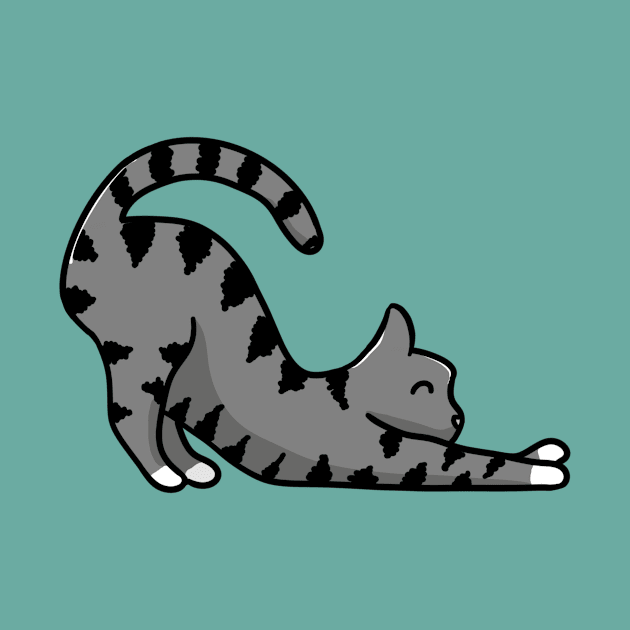 2D grey cat stretching by AshStore