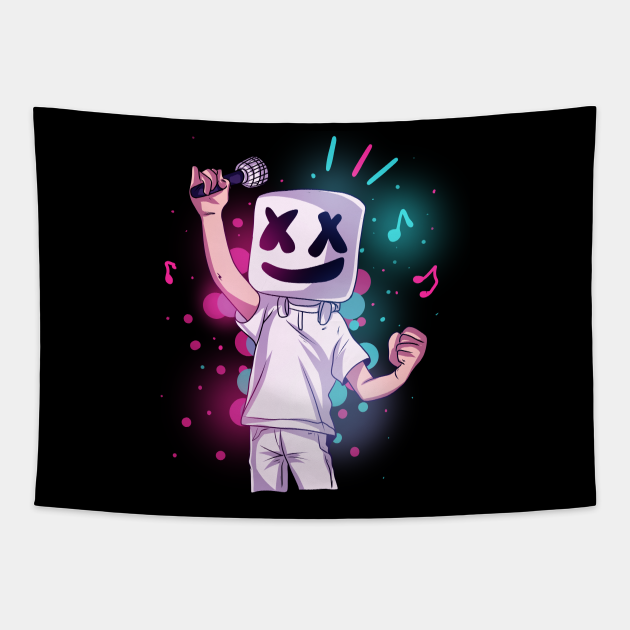 Marshmello Cartoon Party - Marshmello - Tapestry | TeePublic Marshmello Cartoon Party - Marshmello - Tapestry | TeePublic