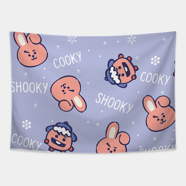 BT21 Let It Snow - Cooky + Shooky Tapestry by ZeroKara