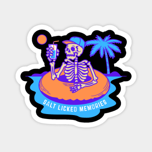 Salted Licked Memories Skeleton Beach Party Magnet