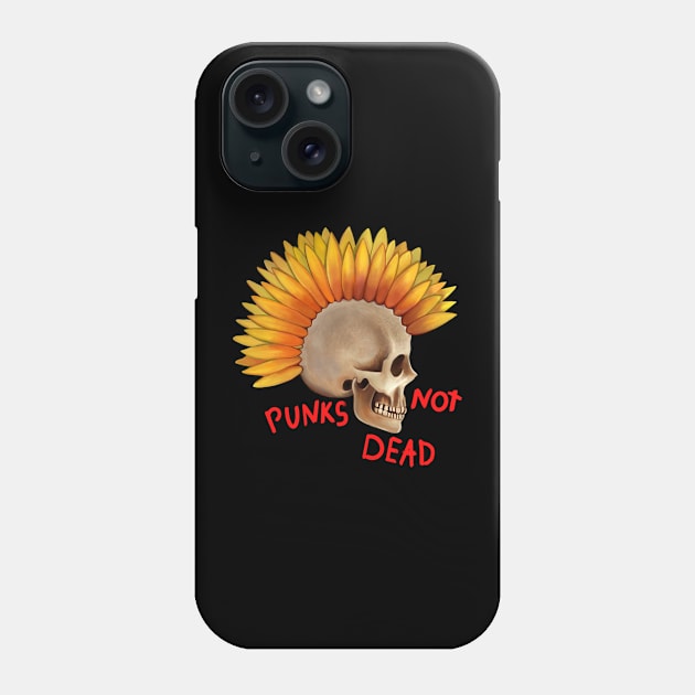 Punks not dead skull sunflower Phone Case by Meakm