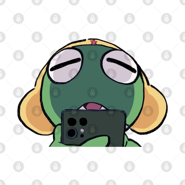 I draw keroro looking at phone / Sergeant Keroro by mudwizard