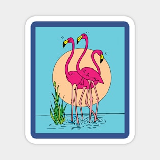 Funny Colorful Flamingos Free Nature Magnet