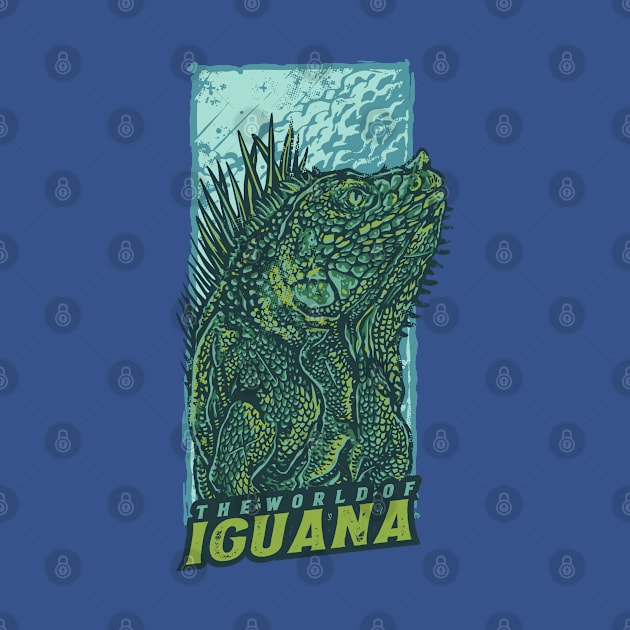 iguana hand drawn vintage by Mako Design 