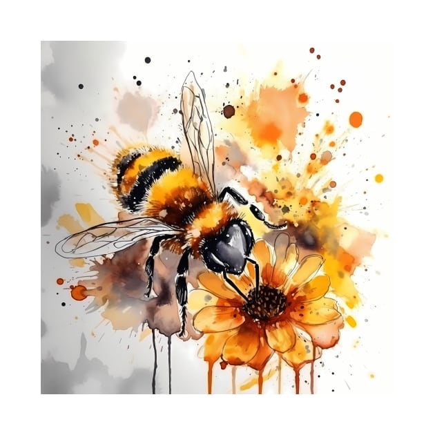 A bee collects honey on a flower. by osadchyii