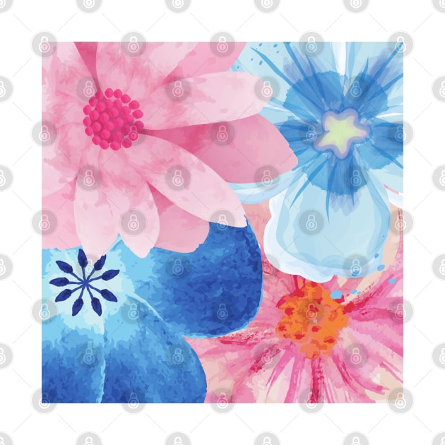 Watercolor Spring Pastel Flower Garden, Colorful, Bright by MyVictory