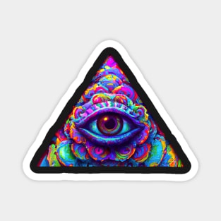 Psychedelic Rainbow Neon Eye Emblem Magnet