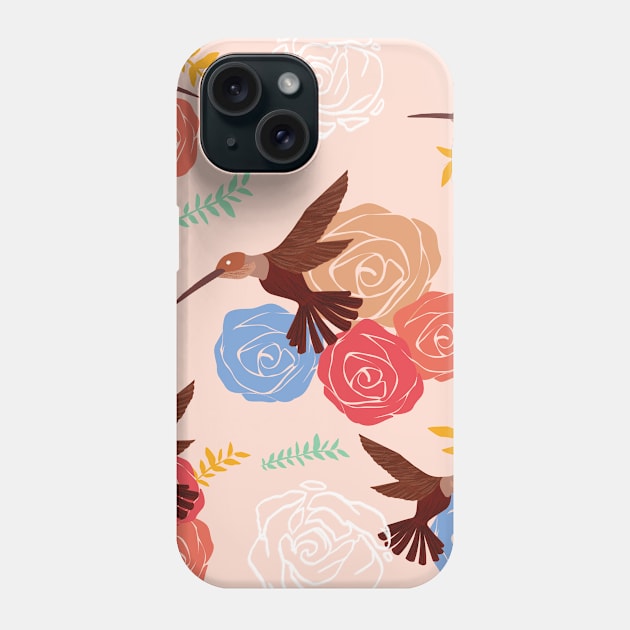 Hummingbird Pattern - Cute Floral Print Design Phone Case by Art Like Wow Designs