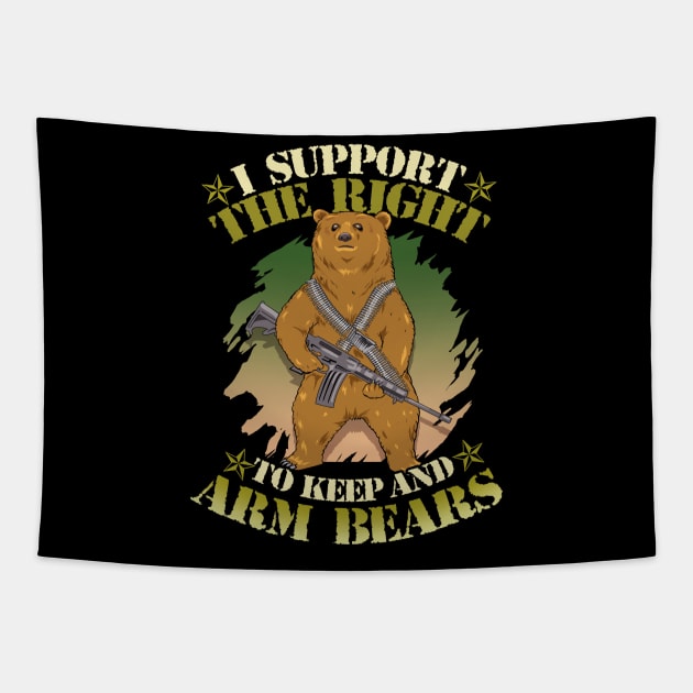 Cute I Support The Right To Keep And Arm Bears Pun Tapestry by theperfectpresents