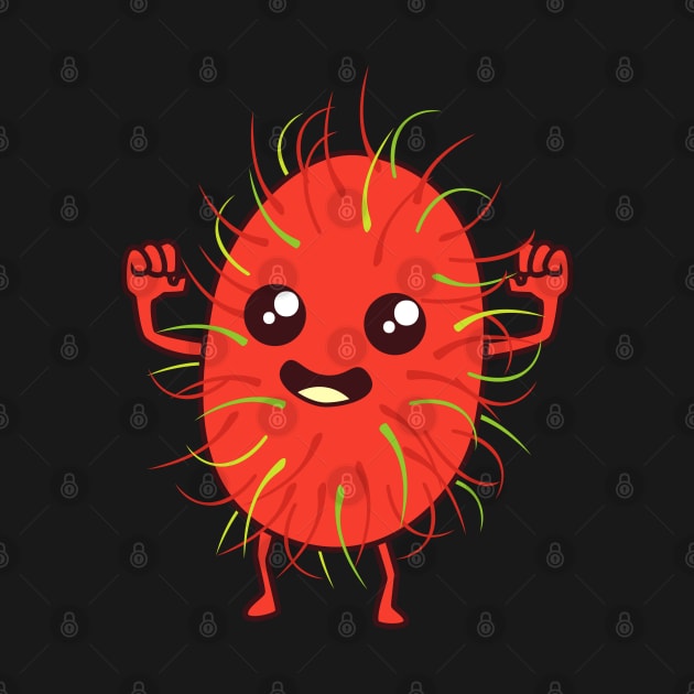 Kawaii Cartoon Rambutan by Modern Medieval Design