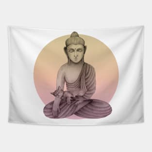 Buddha with cat 5 Tapestry