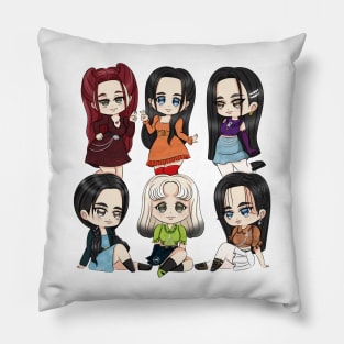 chibi style design of the group nmixx Pillow