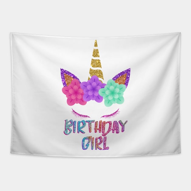 Birthday Girl Rainbow Unicorn | Born in Gift Idea Tapestry by MerchMadness