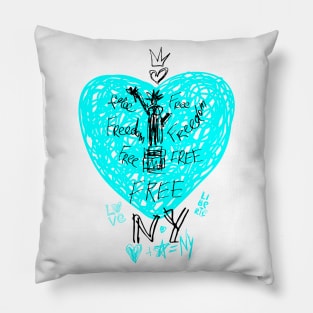 New York, NYC, liberty, freedom. Trendy t-shirt love heart aesthetic stickers Pillow