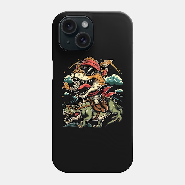 Cat Dinosaur Makeover Phone Case by skeleton sitting chained