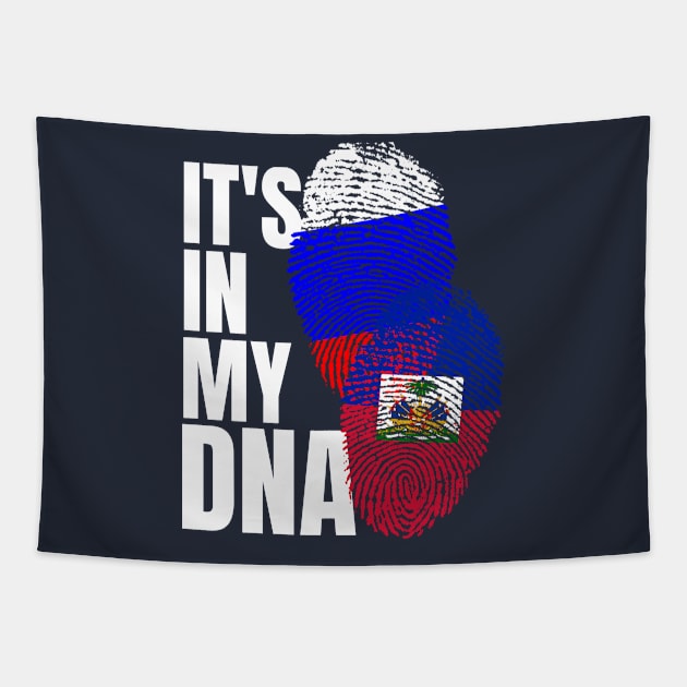 Russian And Haitian Mix DNA Heritage Flag Gift Tapestry by Just Rep It!!