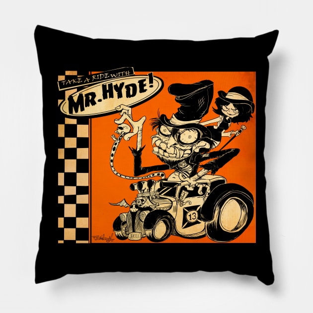 Take A Ride With Mr. Hyde! Pillow by CombTheCombel