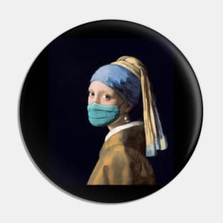 Pandemic Mask Art Girl With A Pearl Earing Pin