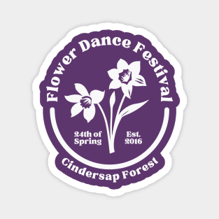 Stardew Valley Flower Dance Festival Logo | Cute Simple Floral Minimalist Design | White Daffodils Magnet