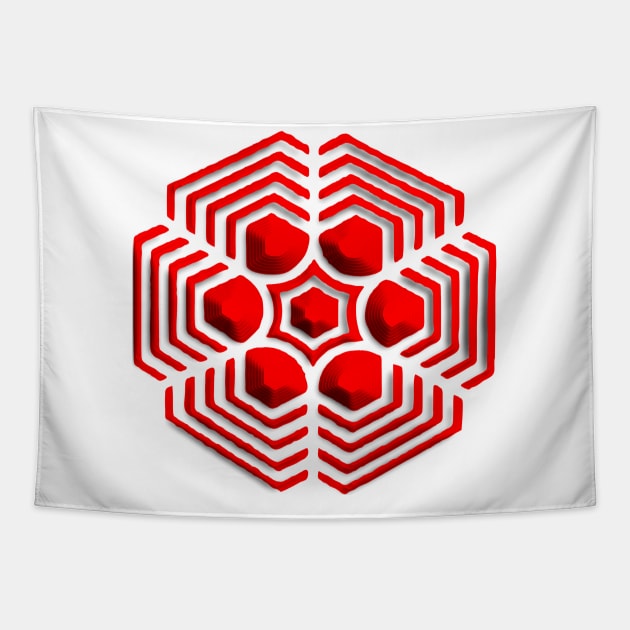 Red Optical Illusion Tapestry by Nuletto