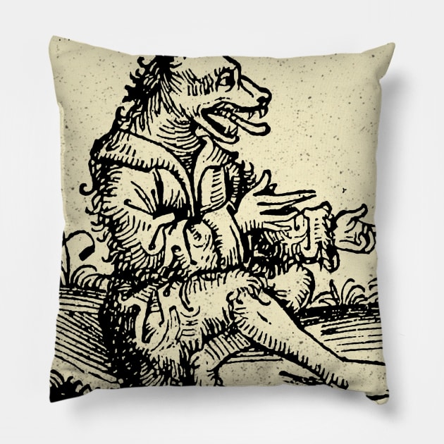 Medieval Werewolf Creature Pillow by GrampaTony