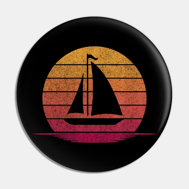 Awesome Funny Sailing Gift - Hobby Silhouette Sunset Design Pin by mahmuq