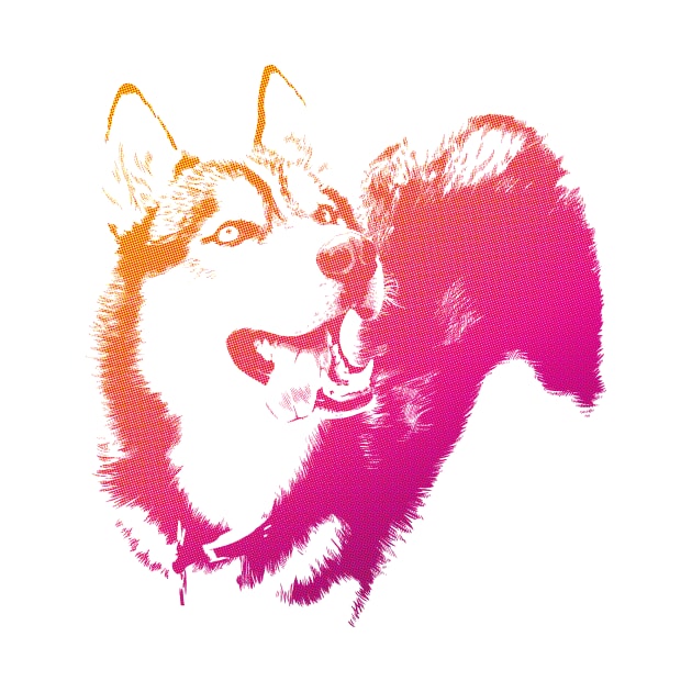 Happy Pink Husky Dog by polliadesign