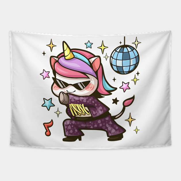 Unicorn Dancing Disco Tapestry by Mako Design 