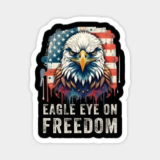 Patriotic Eagle Eye On Freedom Red White And Blue Design Magnet