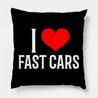 I Love Fast Cars Speed Heart Valentine Racer Street Car Racecar Garage Valentines Day Pillow