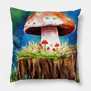 Brown Mushrooms Growing on a Stump Pillow