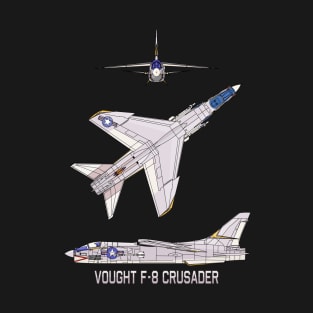 Vought F-8 Crusader American Jet Plane Diagram Gift T-Shirt