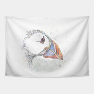 Squiggly puffin portrait Tapestry