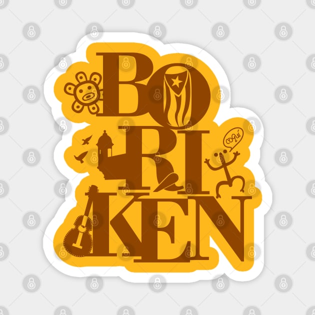 Puerto Rico Boriken Taino Symbols Magnet by bydarling