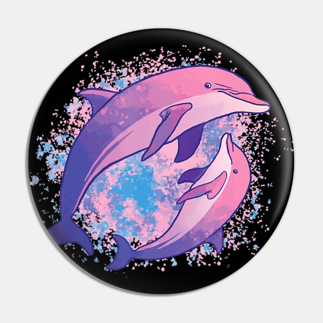 Cute Tie-dye Dolphin Parent And Child Dolphins Pin by Zak N mccarville