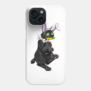 Bobtail BunnyCat: Black Tabby (White) Phone Case