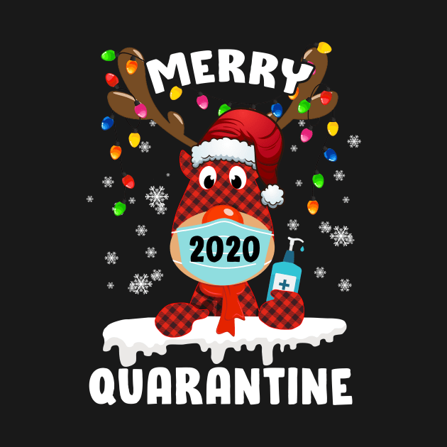 Santa's Reindeer Wearing Facemask Tree light Merry Quarantine Christmas 2020 by mittievance