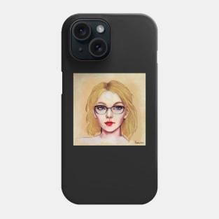 Pretty Blue Eyed Lady with Glasses Phone Case