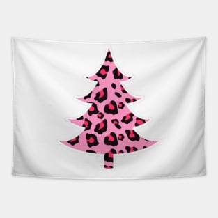 Pink Leopard Print Christmas Tree Tapestry