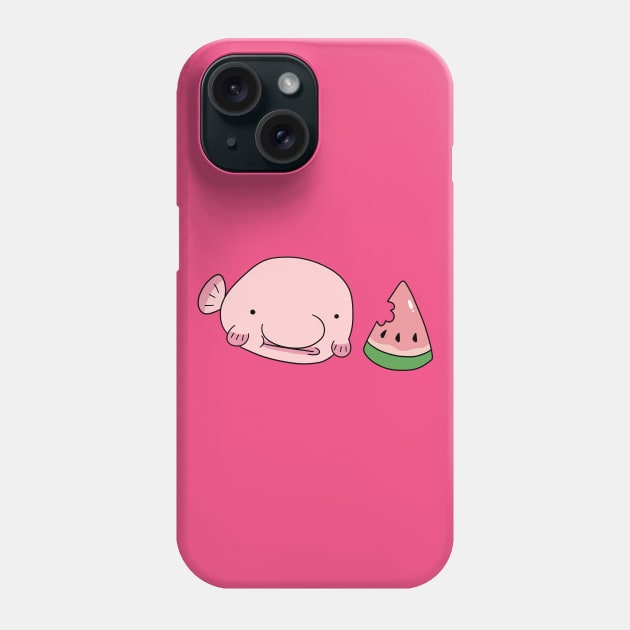 Blobfish Eating Watermelon Phone Case by saradaboru