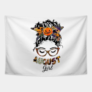 August Girl Halloween Face Wink Eyes Pumpkin Tapestry