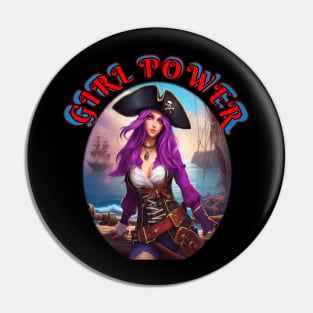 Girl power purple pirate wench Pin