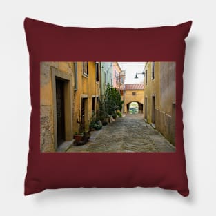 Street in Buzet, Croatia Pillow