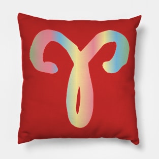 Pastel Rainbow Aries Zodiac Sign Design Pillow