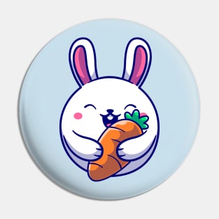 Cute Rabbit Holding Carrot Cartoon Pin