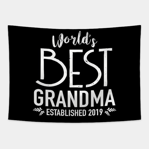 World's Best Grandma Established 2019 | Funny T-Shirt gift Tapestry by MerchMadness