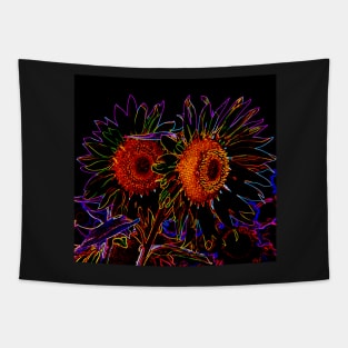 Psychedelic Neon Sunflower Tapestry