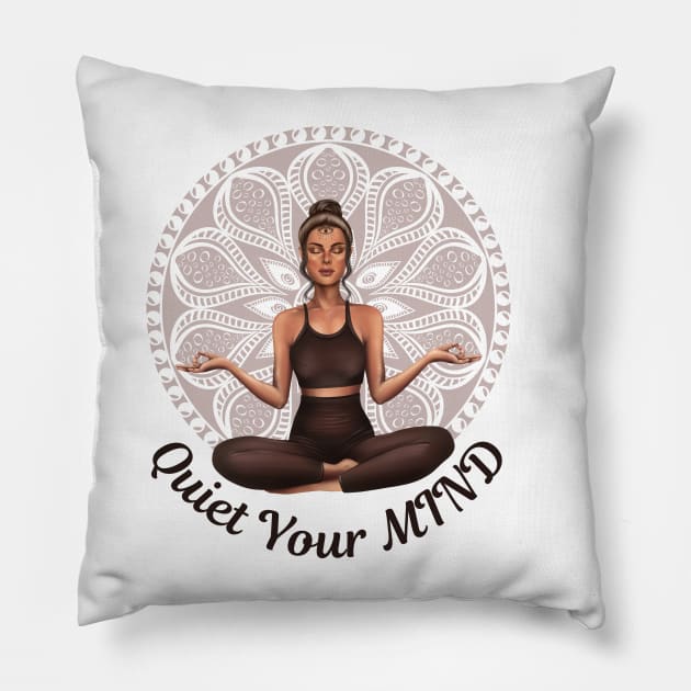 The Best Cure of The BODY is a Quiet MIND Meditation Yoga and Chakra System Pillow by SweetMay