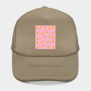 Orange Lightning Thunder Bolt on Pink Hat