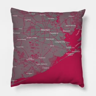 Houston dark pink map Pillow